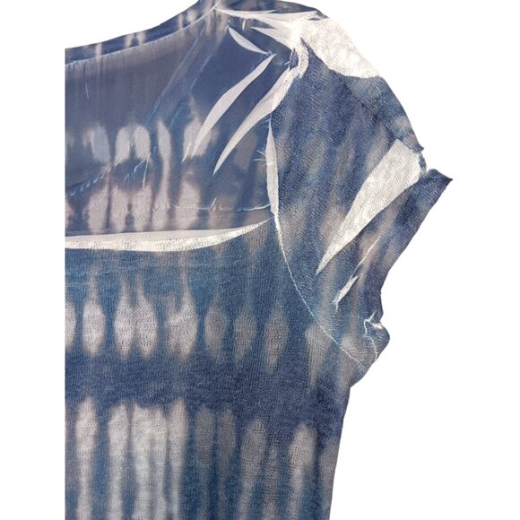 Women's Short Sleeve Tie-Dyed Tunic Top-MEDIUM-Casual Loose Fit-Long- Semi-Sheer - Picture 10 of 10